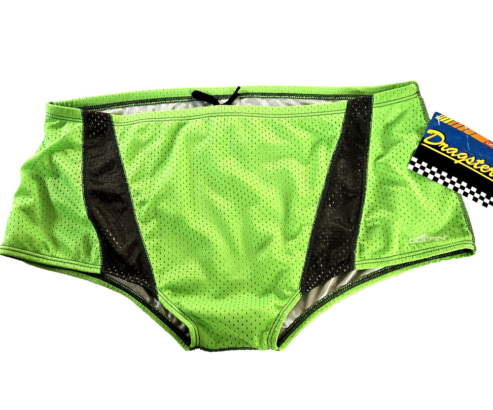 NWT Dolfin Dragster Mesh Swim Shorts Mens Size 34 Neon Green